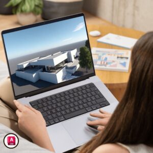 Imagen representativa del curso de AutoCAD 3D de Arq.tec, con el logo de AutoCAD en la esquina inferior y un modelo tridimensional en pantalla.