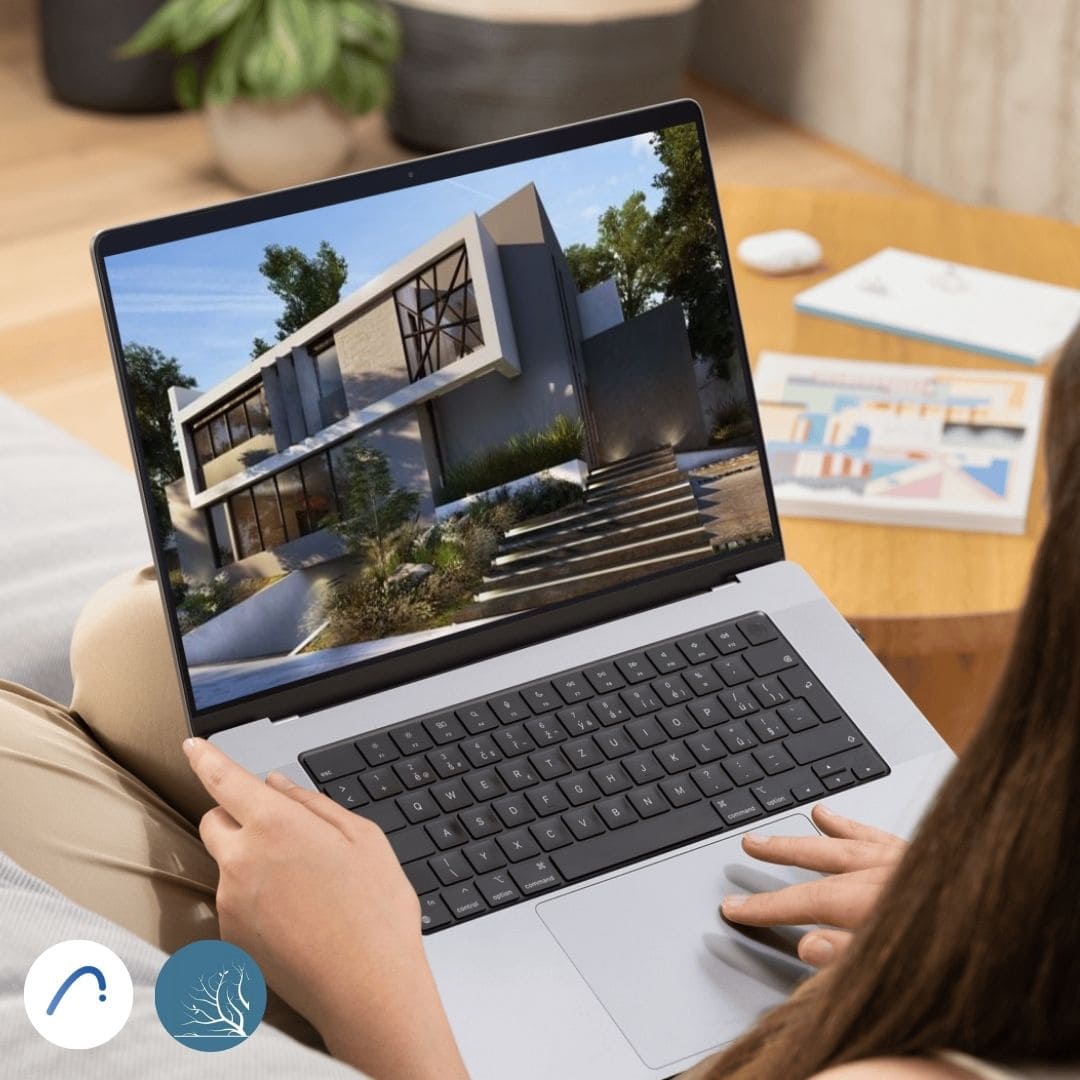 Imagen del curso ArchiCAD + Lumion de Arq.tec, mostrando proyectos arquitectónicos modelados en ArchiCAD y renderizados fotorrealísticamente en Lumion.
