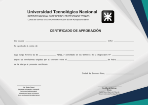 Imagen del certificado oficial emitido por la Universidad Tecnológica Nacional (UTN) que reciben los alumnos al finalizar los cursos de Arq.tec.