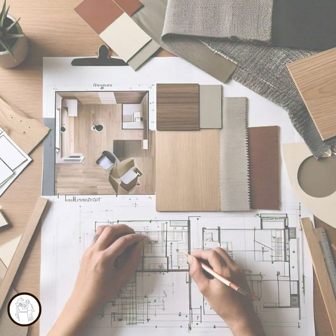 Imagen del curso Diseño de Interiores de Arq.tec, mostrando ejemplos de espacios interiores, paletas de color, iluminación ambiental y moodboards conceptuales.