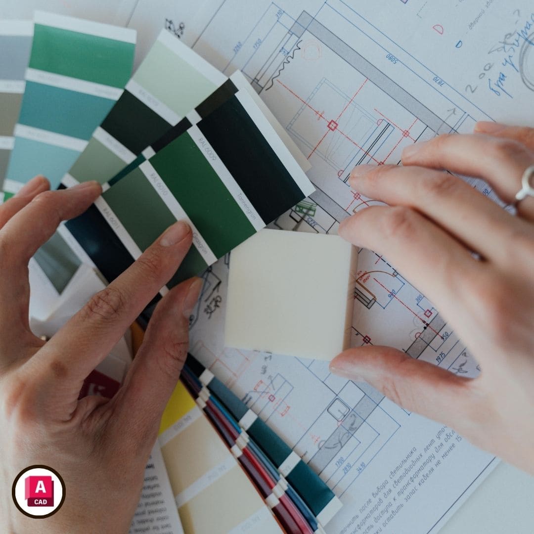 Imagen representativa del curso de Planos de Interiores con AutoCAD 2D de Arq.tec, con el logo de AutoCAD en la esquina y planos de diseño interior en pantalla.