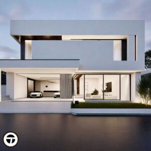 Imagen del curso Renderizado con Twinmotion de Arq.tec, mostrando visualizaciones arquitectónicas realistas con iluminación natural, materiales y vegetación dinámica.