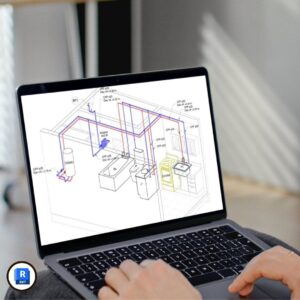 Imagen del curso Revit MEP, Cómputo y Presupuesto de Arq.tec, mostrando un modelo BIM con instalaciones eléctricas, sanitarias y de climatización generadas en Revit.