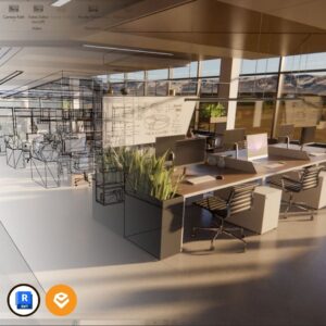 Imagen del curso Revit + Enscape de Arq.tec, mostrando un modelo BIM renderizado con iluminación y materiales realistas en Enscape.