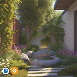 Imagen del curso SketchUp + Enscape de Arq.tec, mostrando renders arquitectónicos en tiempo real creados a partir de modelos 3D.