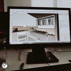Imagen del curso V-Ray para SketchUp de Arq.tec, mostrando renders arquitectónicos fotorrealistas con iluminación y materiales avanzados.